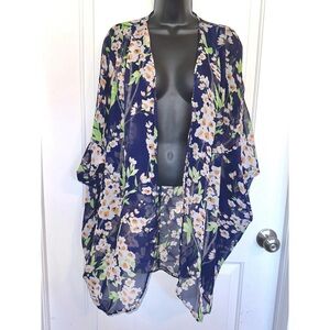 Sign Here Signature Clothing blue floral kimono shawl